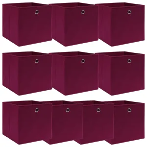 Storage Boxes 10 pcs Dark Red 32x32x32 cm Fabric