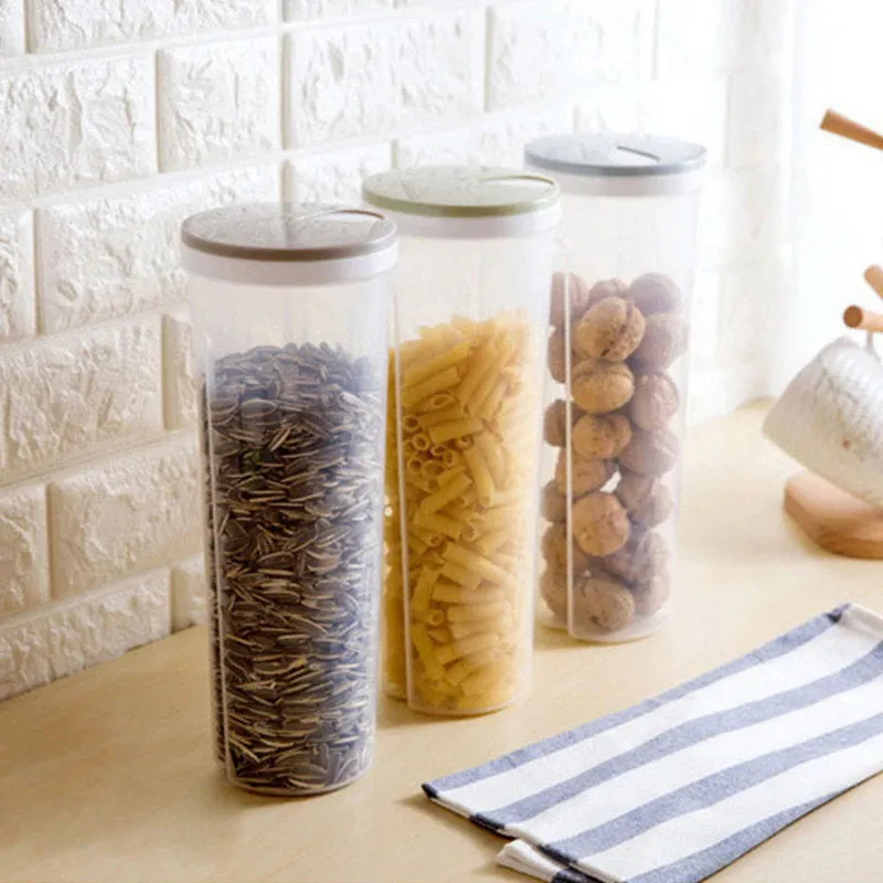 Storage Jar Airtight Lid Kitchen Pantry Food Flour Pasta Rice Spaghetti Caster Sugar Salt Organizer Container Storage Box Restaurant Decor