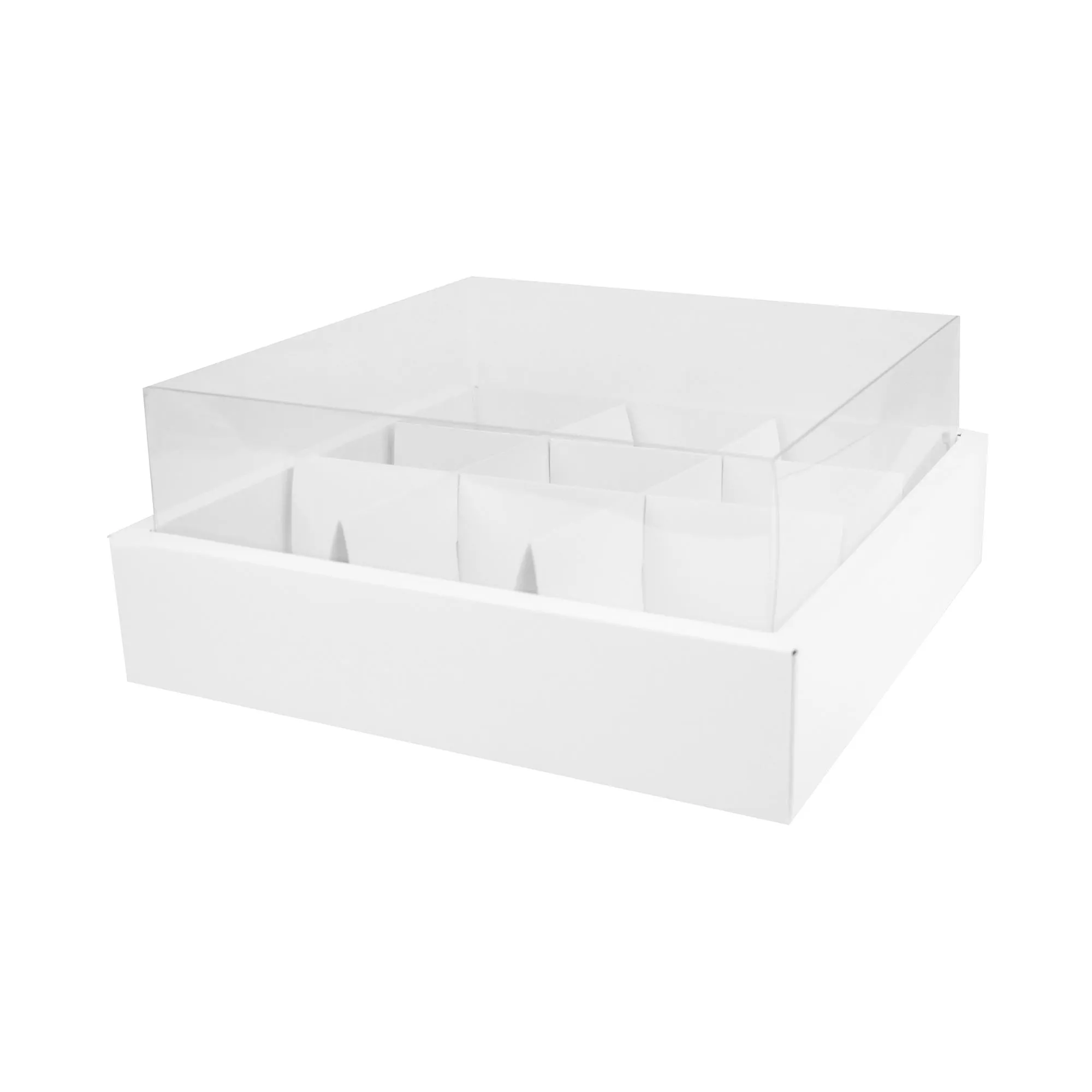 Transparent Lid Pastry Boxes with Removable Compartments Pack of 12 (Holds 9 Cupcakes)