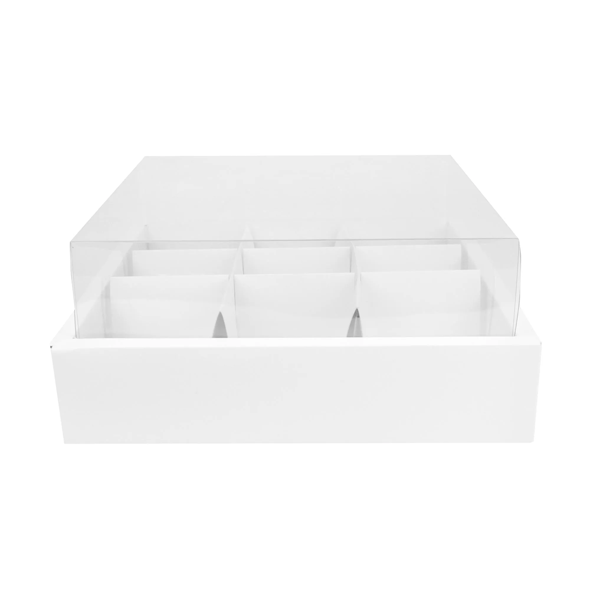 Transparent Lid Pastry Boxes with Removable Compartments Pack of 12 (Holds 9 Cupcakes)