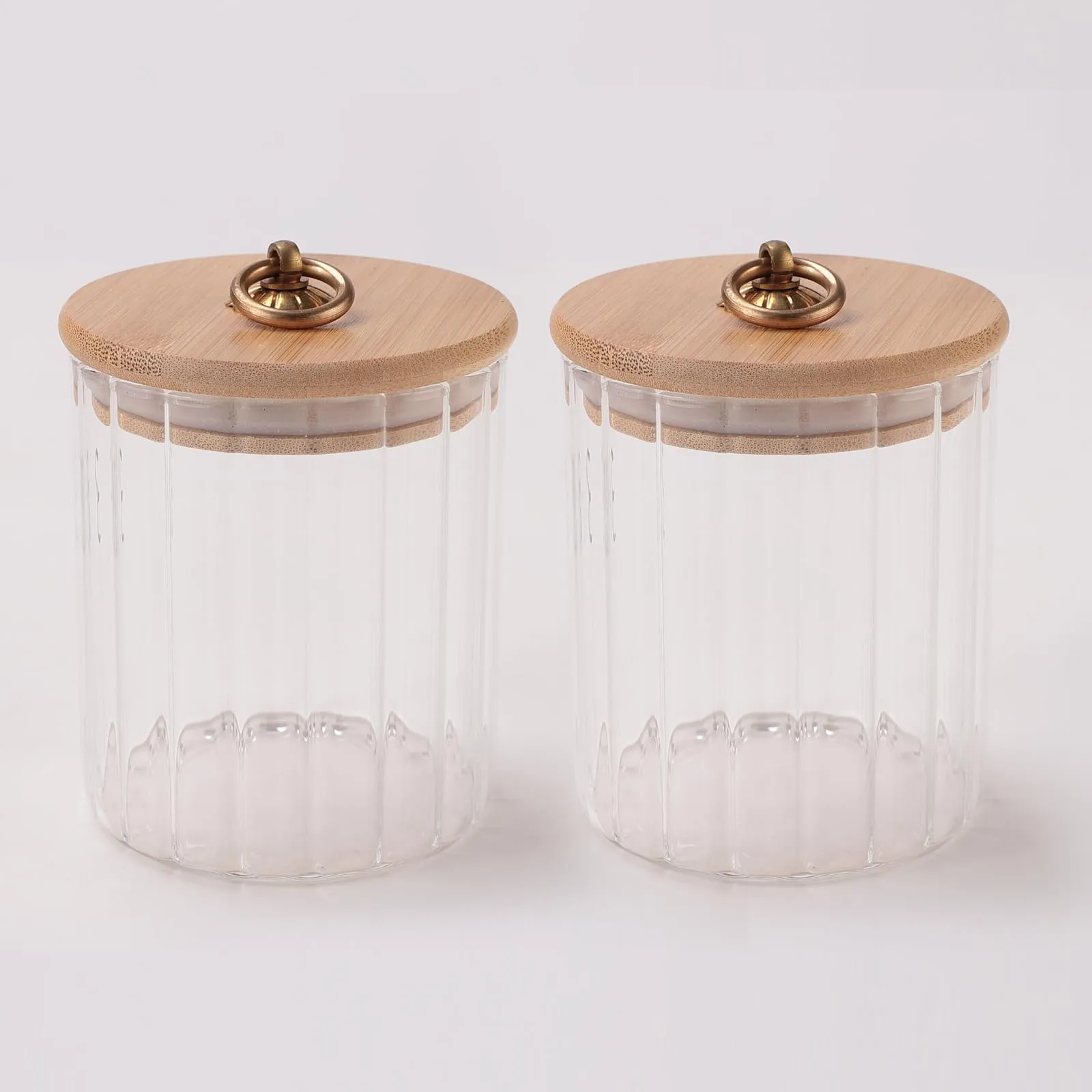 USHA SHRIRAM Borosilicate Containers With Wooden Lid (530ml - 2Pcs) | Glass Container Jar For Kitchen Storage | Microwave Safe | Kitchen Containers Box With Air Tight Lid | Kitchen Organisers