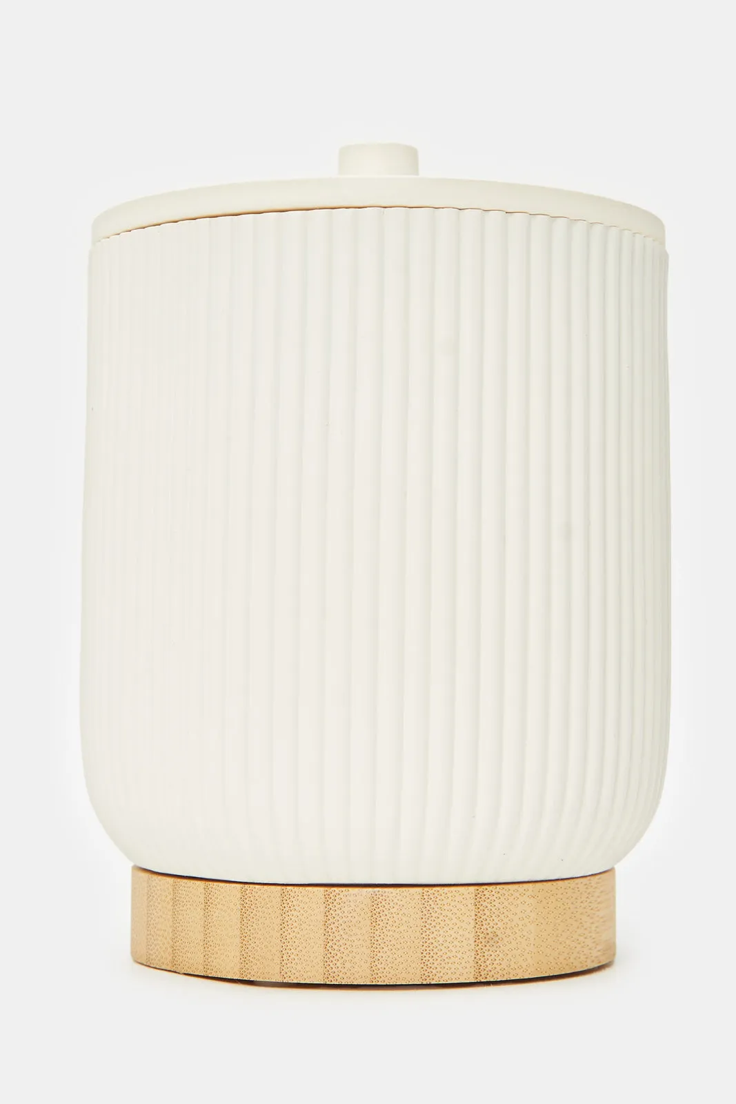 White Ribbed Cotton Jar With Lid