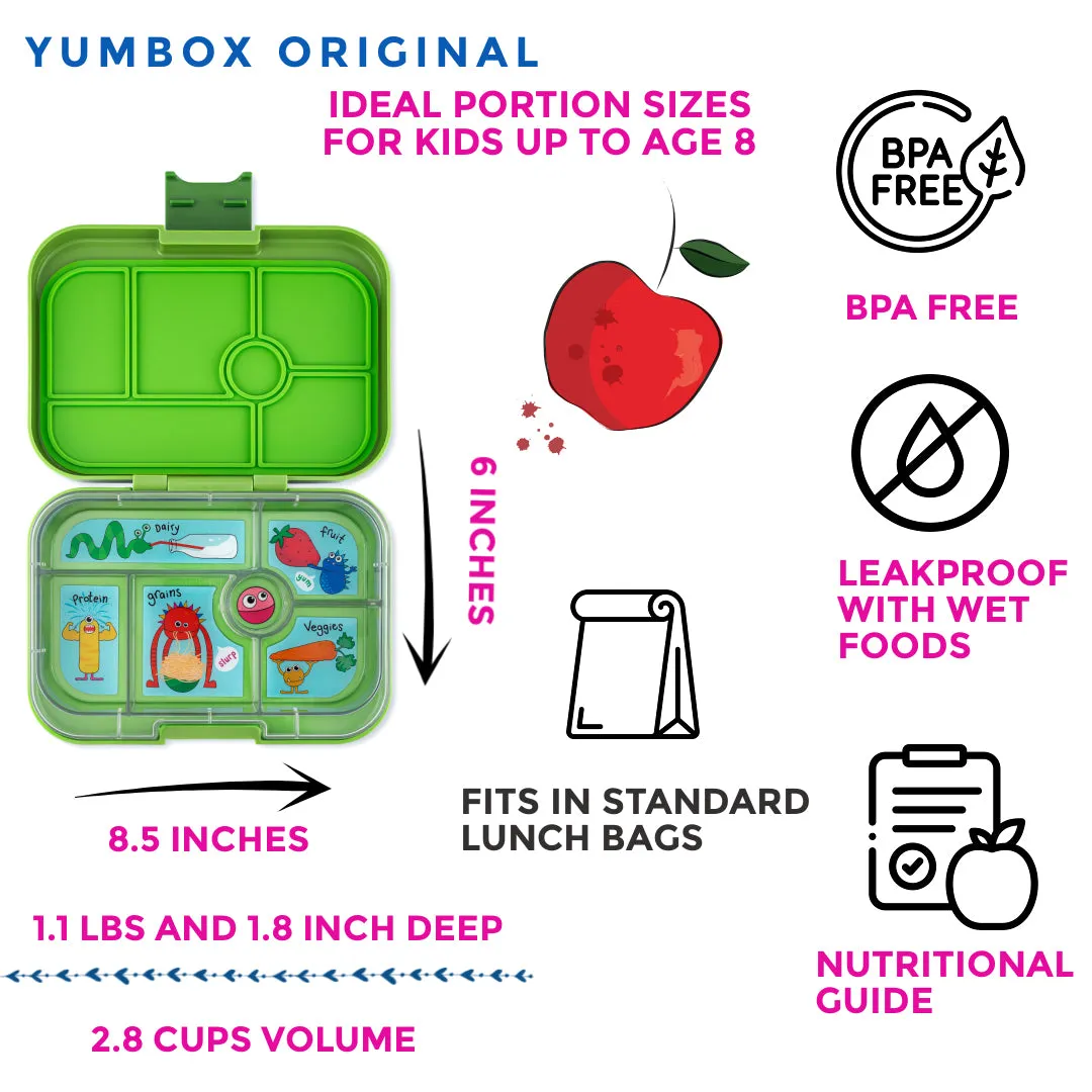 Yumbox Original - 6 Compartment Lunch Box - Matcha Green Monsters